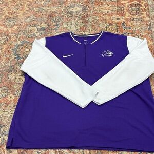 Nike Dri Fit Purple and White Quarter-Zip Top With WCU Cat Head Logo